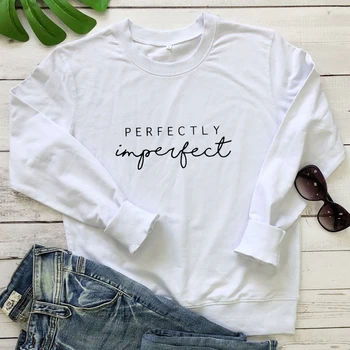 Nov Prihod Popolnoma Nepopolno, Bombaž Majica Priložnostne Ženske Dolg Rokav Christian Inspirativno Ponudbo Puloverji Obleke