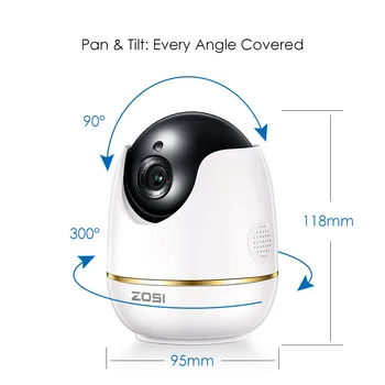 ZOSI IP Dome Kamera 2MP, 1080p HD Pan/Tilt/Zoom Brezžični Wifi Varnostno nadzorni Sistem,dvosmerni Audio,Baby/Varuška/Pet Monitor