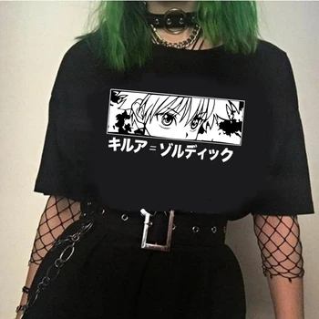 Hunter X Hunter Killua Oči T-shirt ženska Japonski anime letnik osebnost zabavna risanka natisni T-shirt elegantna Harajuku Gothic vrh