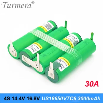 Turmera 3S 12,6 V 4S, in sicer za 16,8 V 5S 21V 6S 25V VTC6 Baterije US18650VTC6 Baterijo 3000mah 30A za 18V Izvijač Baterije Prilagajanje