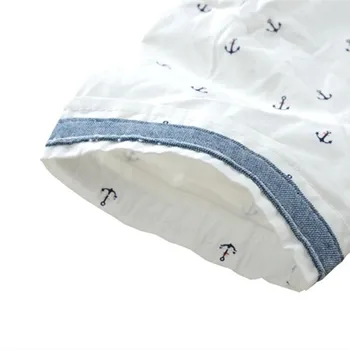 Nov Poletni Otroci majice Tisk Sidro vzorec Bombaž Kratka sleeved Fant srajce, Primerni za 3-14 Let otroci majice
