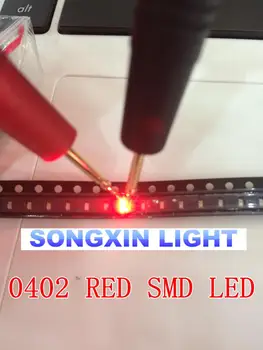 1000PCS 0402 1005 1.0X0.5 mm rdeča lučka SMD light-emitting diode SMD LED Svetilke noge 620-625NM 1.0*0.5*0.35 MM