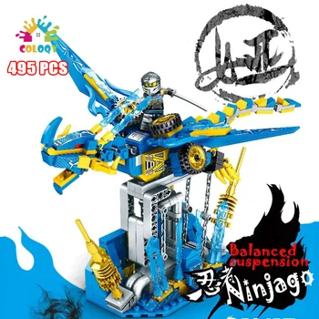 Modra Ninja Zmaj Gradniki Uravnoteženo Vzmetenje Opeke Idear Konstruktor Model Komplet Ustvarjalca Igrače Za Otroke Božična Darila