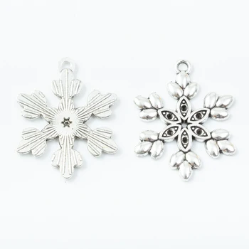 30 kosov retro kovinski cinkove zlitine snežinka obesek za DIY ročno izdelan nakit, ogrlico, zaradi česar 6834