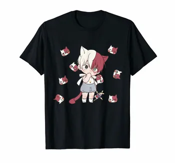 Todoroki Chibi Anime T-Shirt Luštna Mačka Vrhovi Nove Unisex Smešno Tee Majica