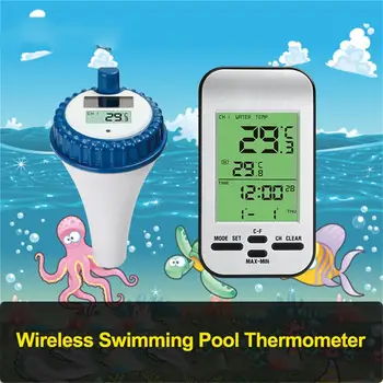 Brezžični Bazen Termometer Nepremočljiva Bazen Plavajoči Termometer Z LCD Zaslonom Sončno energijo Baterije Termometer