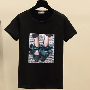 Ženske T Srajce Moda 3D Tiskanih Priložnostne Harajuku T-shirt Lok Letnik korejski Tshirt Tees Vrhovi Ženske Camisetas Vetement Femme