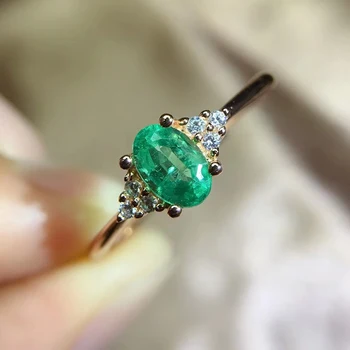 CoLife Nakit Resnično Emerald Obroč za Udejstvovanje 4*6 mm Naravnih Smaragdno Srebrni Prstan Srebro 925 Smaragdno Nakit