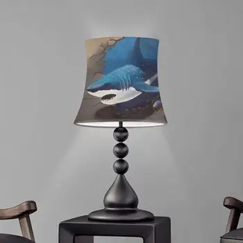 Tiskanje Shark Sodobne Krpo Lampshade Nordijska Preprostost Senci Art Deco Odtenki Svetilka za namizne Svetilke, za Spalnico, dnevno Sobo