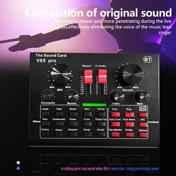V8X Pro Live Sound Card 15 Učinki Zvoka Snemanje Zvoka Oprema