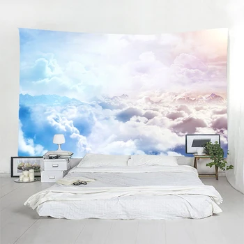 3D Nebo, beli oblaki Tapiserija steni visi Bedspread Domu Kritje Plaža Brisačo Ozadje Sobi Doma Wall Art Več velikostih Dropship