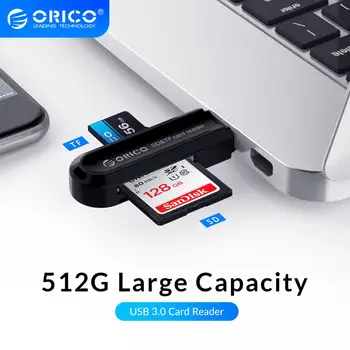 ORICO Card Reader USB 3.0, 2 V 1, Micro SD TF Pomnilniških Kartic Napajalnik Za Računalnik PC, Laptop 512GB Visoko Hitrost Prenosa Podatkov