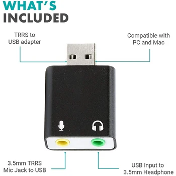 3,5 mm TRS Mikrofon USB 2.0 Stereo o Zunanje Zvočne Kartice Adapter za PC in Mac USB Vhod 3,5 mm TRS Slušalke