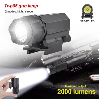 2000 Lumnov Pištolo Svetlobe LED Taktično Svetilko 2-Način Za 20 mm Weaver/Picatinny Železniškega Mini Za Glock Pištolo Pištolo Orožje Svetlobe