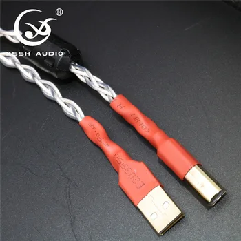XSSH Bela OFC Čistega Bakra, Srebra Razširitev Pletenic DAC av-Video Audio Izhod USB 2.0 A-B Kabel Žice Kabel