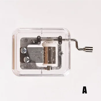 Strani Ročice Music Box Mini Gibanje DIY Pravokotnik Plastike, Prozorni Glasbe Primeru, Da Alice Sprited Stran BDF99