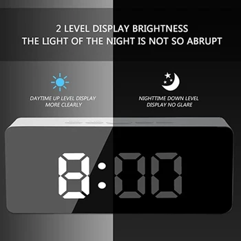Debelo Zrcalni Digitalni LED Budilka Night Lights Termometer Stenske Ure Lučka Kvadrat, Pravokotnik Multi-funkcijo Desk Ure