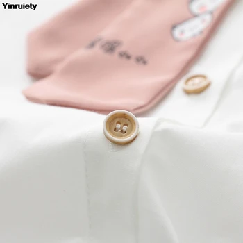 Japonski Dekle Mori Jesen Pomlad Ženske Majica Srčkan Kawaii Mačka Odtis Lok Šolsko Uniformo Preppy Stil Anime Belo Bluzo