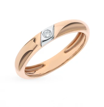Zlati prstan z diamanti sončni svetlobi vzorec 585