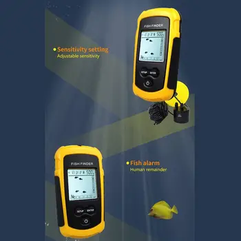 FF1108-1 Prenosni Sonar Alarm Ribe Finder Echo C 0.7-100 M Pretvornik Senzor Globine Finder #B3 Rumena