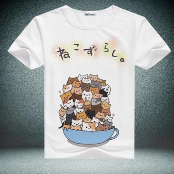 Brezplačna dostava 2018 Nove Modne Priložnostne Poletje Anime T-shirt COSPLAY Neko Atsume Kratka Sleeved Krog Vratu Srčkan T-shirt