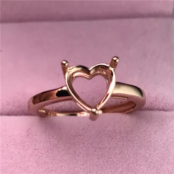 Srce oblika pogodbenih obroči podlagi S925 srebrni prstan znanja kolenom vile nastavitev kamen vdelan nakit modni DIY ženske lepo