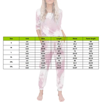 2020 Jeseni, Pozimi Loungewear Ženske Pyjama Nastavite Tie-dye Domov Nositi Salon Določa Homewear Ženske Dolg Rokav Salon Obrabe Sleepwear