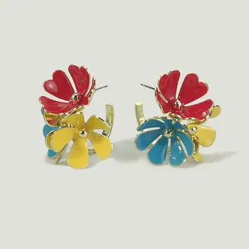MANILAI Trendy Multicolor Cvetje Stud Uhani za Ženske Zlata Barvni Ton Stranka Nakit Boho Kovinski Big Izjavo Earing