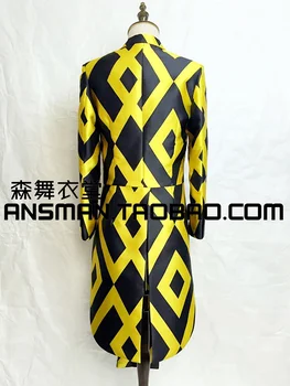 2020 Moških Nove Obleke Slim Pevka Dj Mk Črno Zlato Swallowtail Mens Suknjič Kostum Geometrijo Fazi Kostume Obleka, Moška Obleka