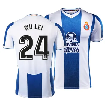 Nova Sezona španski Jersey Doma Nogomet Usposabljanja Enotna moška No. 7 Wu Lei Prilagodljiv Nogomet Obleko Set