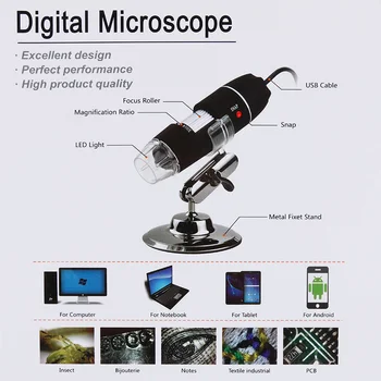 Mega slikovnih Pik 500X 1000X 1600X 8 LED Digitalni USB Mikroskop Microscopio Lupo Elektronski Stereo USB-Endoskop Fotoaparat