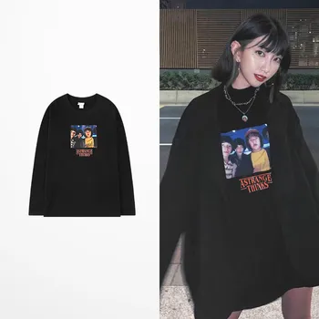 Novi korejski Modna Majica z Dolgimi Rokavi Moški Hip Hop High Street Smešno Tiskanja Vikingi T-shirt Japaness Slog Tee Shirt Homme