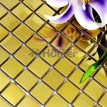 Brezplačna dostava, 25x25mm kvadratne ploščice, zlato sijajni iz nerjavečega jekla metal mozaik HME8028 stenski mozaik ploščice