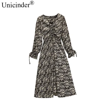 Unicinder 2021 Božič Postane Šifon Cvetlični Obleko Dolgo sleeved Veliko Jardov Dolgo V ženska Oblačila