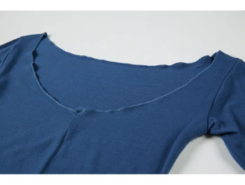 CHEERART 2 Kos Dolg Rokav Vrh Jeseni Leta 2020 Off Ramenski Majica s kratkimi rokavi Ženske, Modro Priložnostne Tshirt korejski Moda Tee Jeseni Leta 2020 Oblačila
