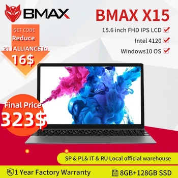 BMAX X15 Za 15,6 Palčni Prenosni računalniki Windows 10 1920*1080 Intel Gemini Jezero N4120 Quad Core, 8GB RAM-a, 128GB SSD ROM Zvezek WIFI, HDMI, USB