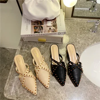 Zakovice Muller čevlje, copate debele pete konicami prstov ženske čevlji modni prostem ženska copati ženske elegantne med peto copate