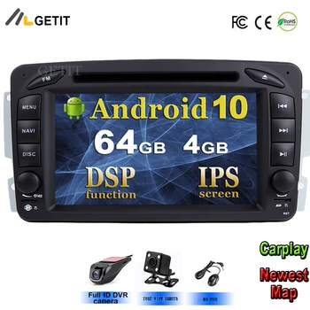 Android 10 Avtomobilski Stereo Radio, Predvajalnik DVD-jev za Mercedes/Benz/W209/W203/M/ML/W163/Viano/W639/Vito Navigacijo GPS WIFI, BT Carplay