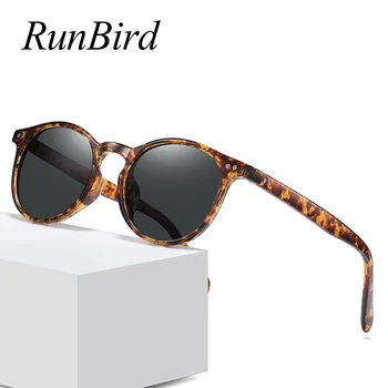 RunBird TR90 Retro sončna Očala Moških Polarizirana Leopard Uv400 Klasična Okrogla sončna Očala za Ženske 2021 Pribor Poletje 5496