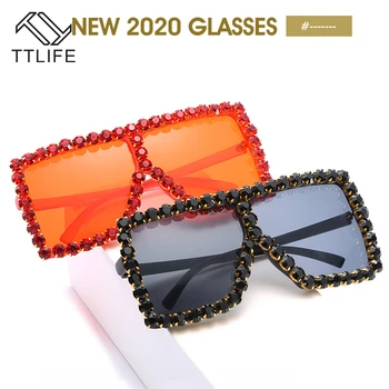 TTLIFE Moda Velik Diamantni Kristal sončna Očala Ženske Luksuzne blagovne Znamke Kvadratnih Očala Oculos De Sol Feminino Očala Odtenki