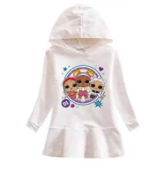Baby Dekle Lol Hooded Obleko Risanka za Otroke Obleke za Pomlad Jesen Otroci Dolg Rokav Lutke oblačila Oblačila Outwear