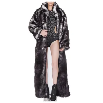 Zimski Modni LED Multicolor Telecontrol Specializiranimi za umetno Krzno Kostum Suknjič Toplo sveti Vrhnja oblačila Dolg Plašč Suknji Stranka Oblačila#g3