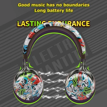 Grafiti Head-mounted Slušalke Brezžične Slušalke Bluetooth HD HIFI Stereo Zmanjšanje Hrupa Gaming Slušalke z Mikrofonom TF Kartica