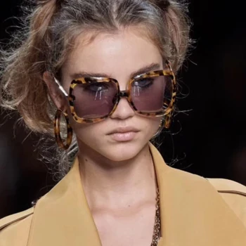 2020 nov modni kvadratnih gradient sončna očala za ženske letnik prevelik leopard tiskanja elegantna sončna očala ženski črni odtenki