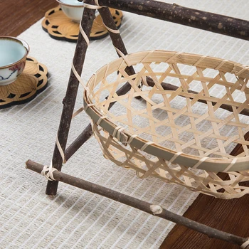 Ročno bambusa tkanje shranjevanje košarico matice prigrizek hrane piknik kruh kuhinja posoda za shranjevanje košarico WF10251055