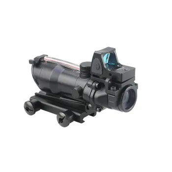 Riflescope ACOG 4X32 Pravi Fiber Optics Red Dot Osvetljeni Chevron Steklo, Jedkano Reticle Taktično Optične Pogled Obsegov