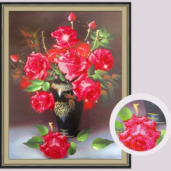 40*46 cm 5D Rose Cvet Diamond Slikarstvo Diamond Vezenje Navzkrižno Šiv Rose Krog Kamniti Križ Mozaik Rose Cvet Doma Dekor