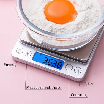 Iz nerjavečega Jekla Digitalni Kuhinja Lestvica 1-3 kg/0.1 g Elektronski Nakit Hrane Obsega Peko, Kuhanje Tehtanje Orodje Kuhinjski Pribor