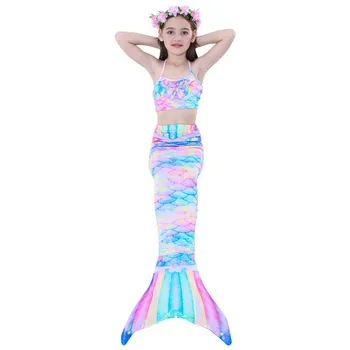 3PCS/Set Dekleta, Otroci morska deklica Rep Oblačenja Noša morska deklica Rep Cosplay Kostume Kopalke morska deklica Kostum Krpo Repa Ne Flipper C025