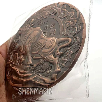 Nebesno Goveda Spominski Kovanec Kitajski Zodiak Olajšave Rdeči Baker Kulture Zbirateljskih Kovancev Srečno Leto Goveda
